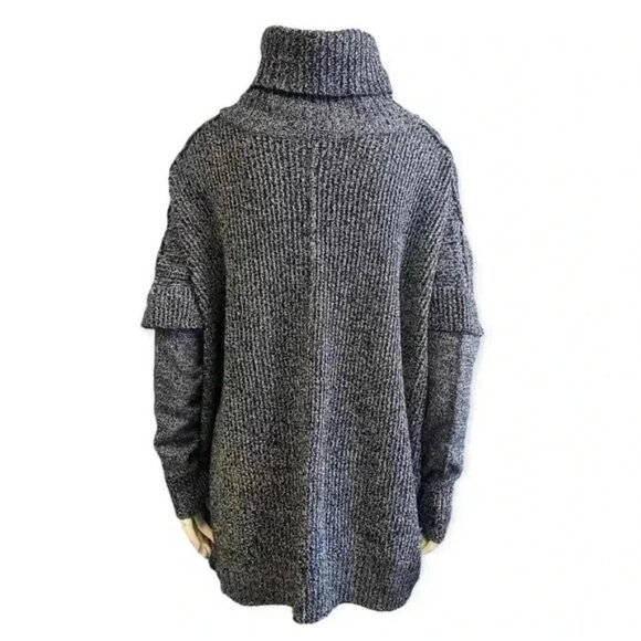 ALYA boxy oversized black cable knit cowl neck sweater women size medium - Picture 7 of 15